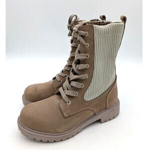 Bueno Stella Combat Boots Round Toe Women's Taupe Nubuck Size US9 EU39